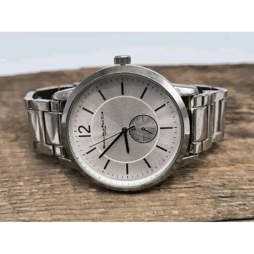 Large 46mm Beverly Hills Polo Club Men's Watch Stainless Steel